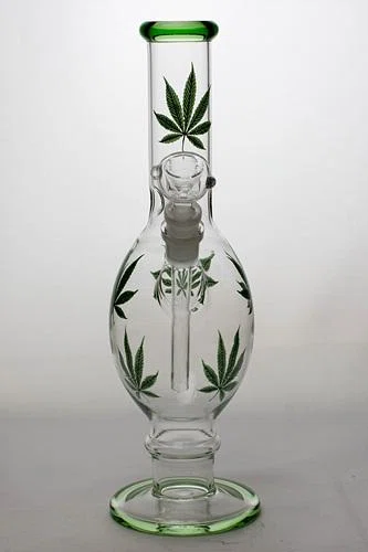 12″ leaf printed oval shape glass water bong – Bild 5