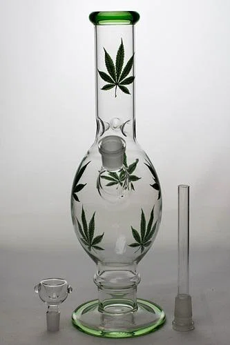 12″ leaf printed oval shape glass water bong – Bild 9