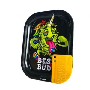 Best Buds Small Rolling Tray mit Grinder-Card